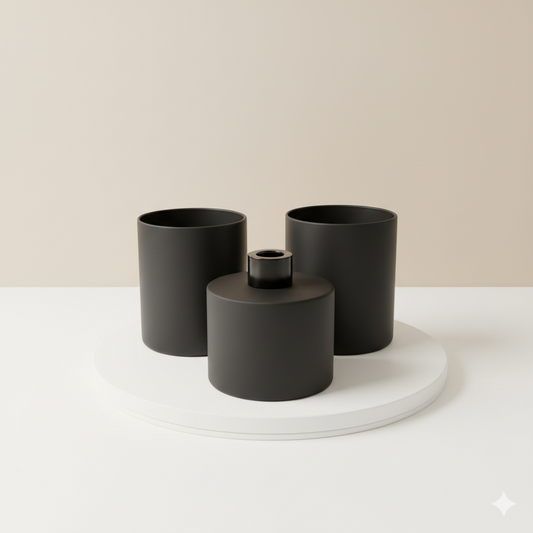 Sleek Black Matte Ceramic Diffuser Set