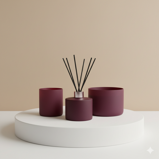 Deep Plum Matte Ceramic Reed Diffuser Set